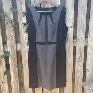 Tahari black/charcoal sheath dress 10P NWT